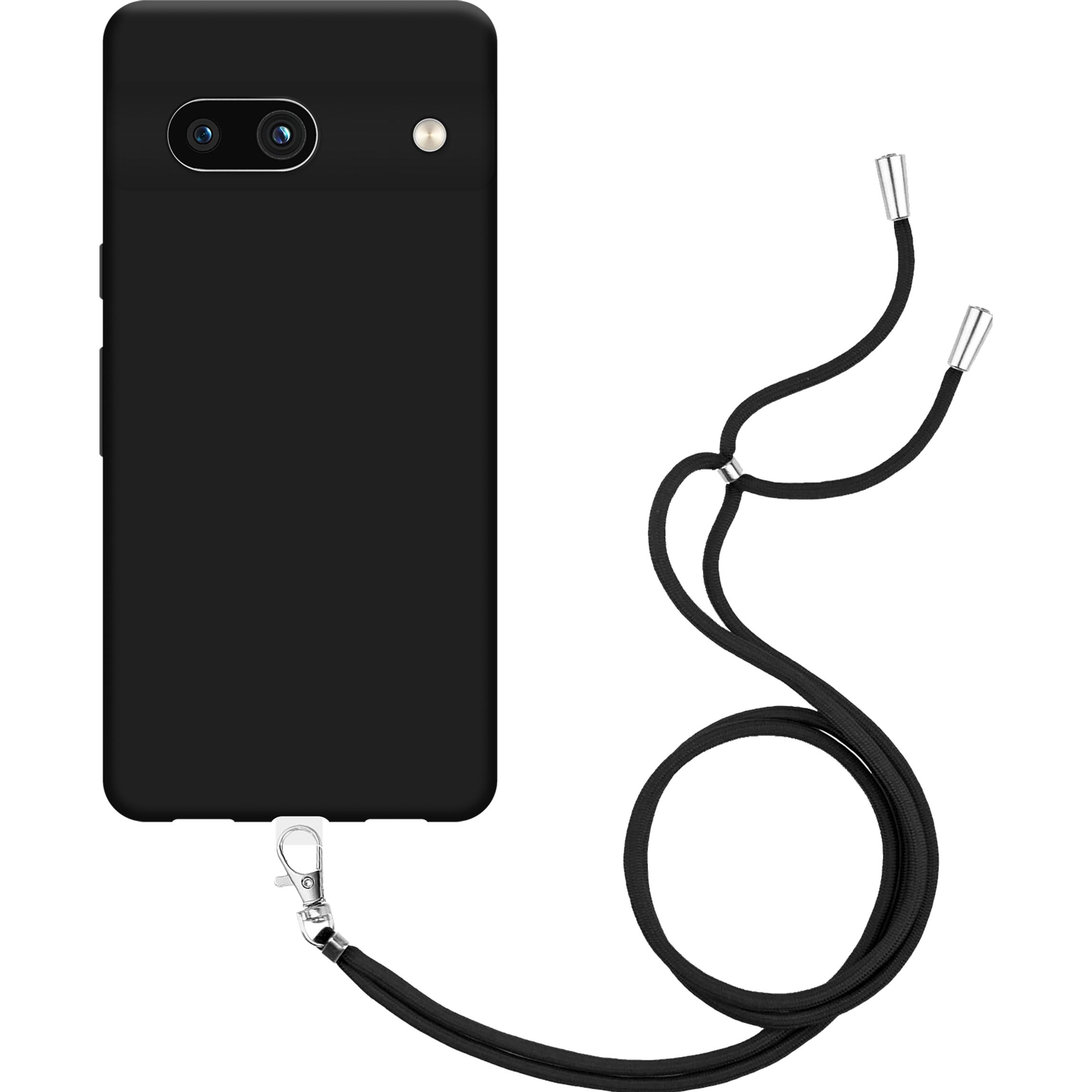 Thumbnail - Cazy Handykette Hülle Kompatibel mit Google Pixel 7a - Silikon Handyhülle mit Band Necklace Hülle -, Handykette, Schwarz
