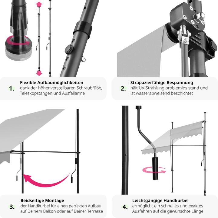 Produktbild tectake Klemmmarkise (1.50 m)