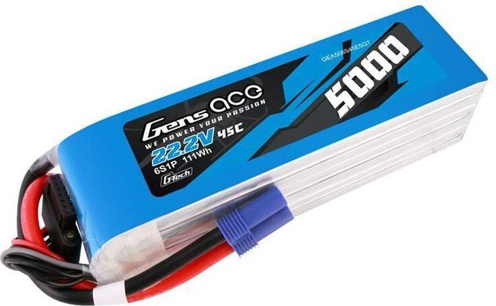 Produktbild Gens Ace LiPo G-Tech 5000mAh 22.2V 45C 6S1P battery with EC5 plug (22.20 V, 5000 mAh)