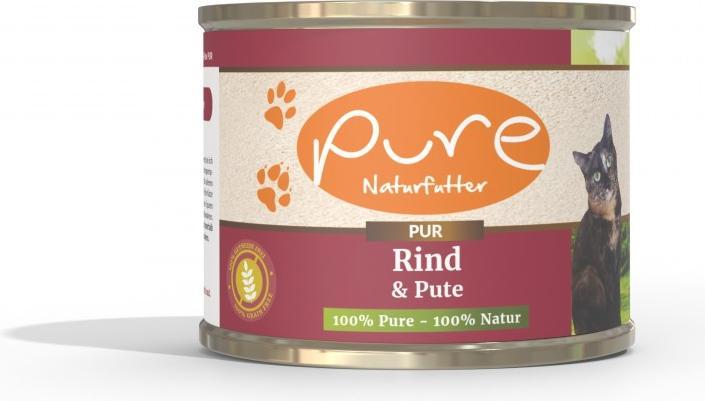 Pure Naturfutter Katzenmenü PUR Rind & Pute (Adult, 1 Stk., 195 g)