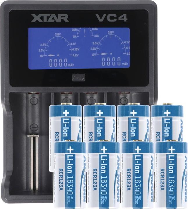 Produktbild Xtar Akku CR123 A 8 Stück und LCD-Schnell-Ladegerät