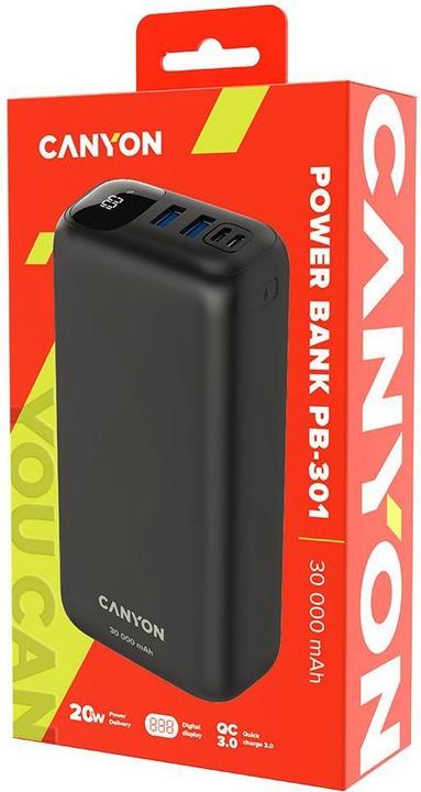 Image du produit Canyon Banque d'alimentation PB-301 30000 mAh (30000 mAh, 22.50 W, 111 Wh)