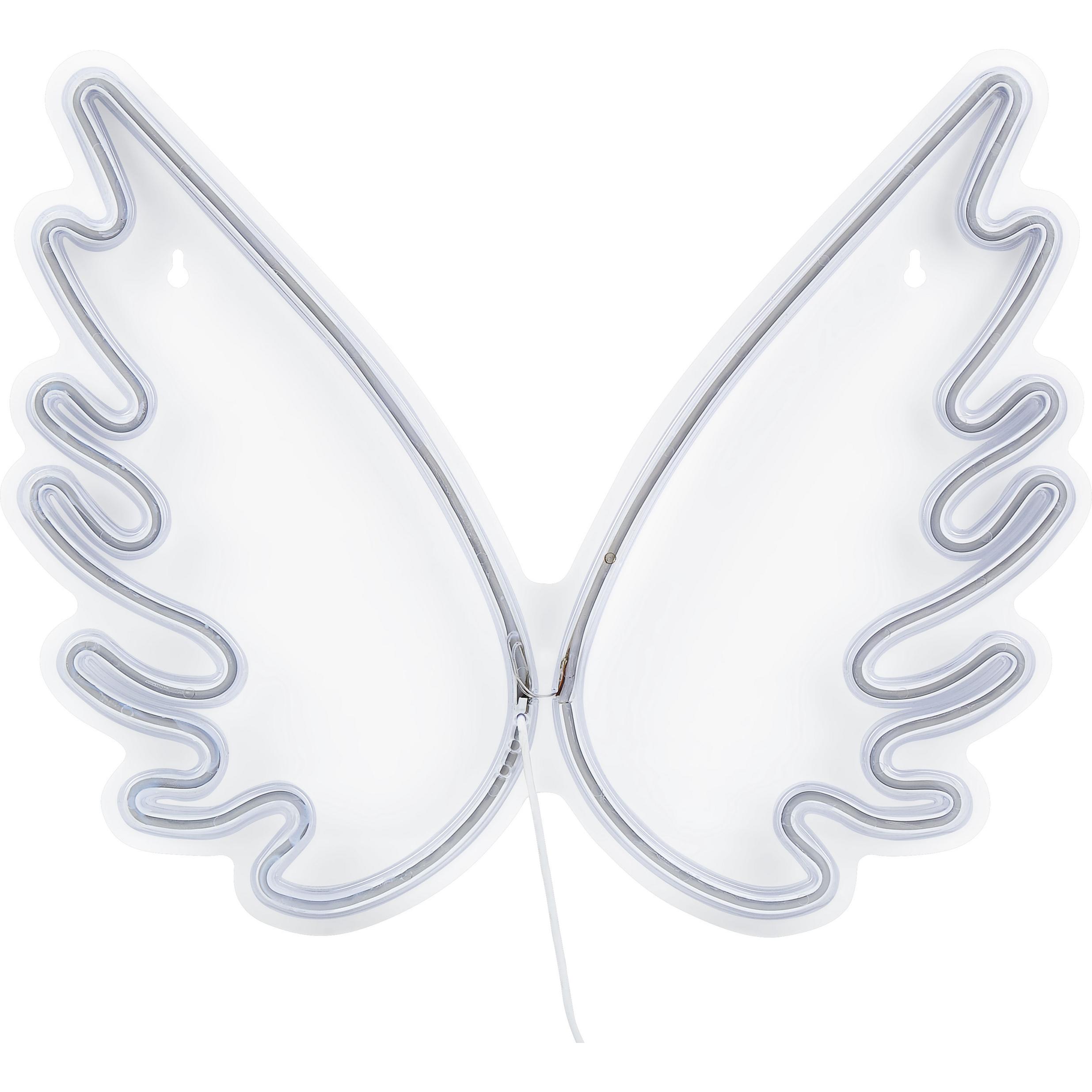 Beliani, Wanddeko, Neonlicht LED Wanddeko weiss Engelsflügel 33 cm GABRIEL