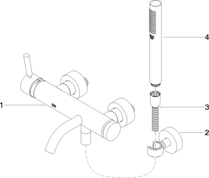 Immagine prodotto Dornbracht Meta miscelatore monocomando per vasca a muro, con set doccia, sporgenza 202 mm, 33233660