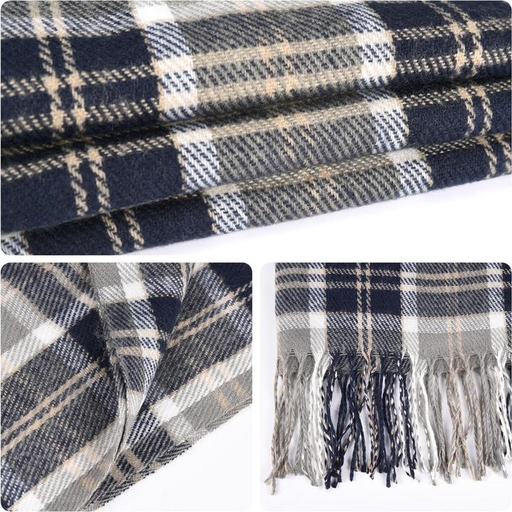 Produktbild Only-Bags.Store Kariertes Dreieckstuch Winter, Pashmina-Schal weicher Quasten-Wickelschal