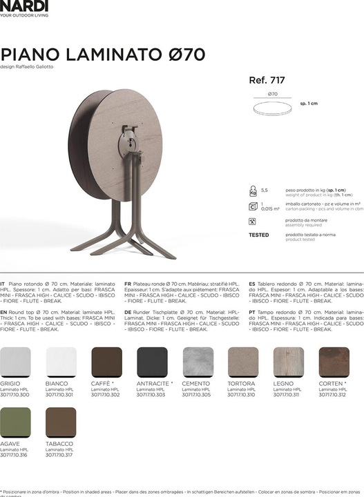 Produktbild Nardi P. LAMINATO DIAM.70 (70 x 70 cm)