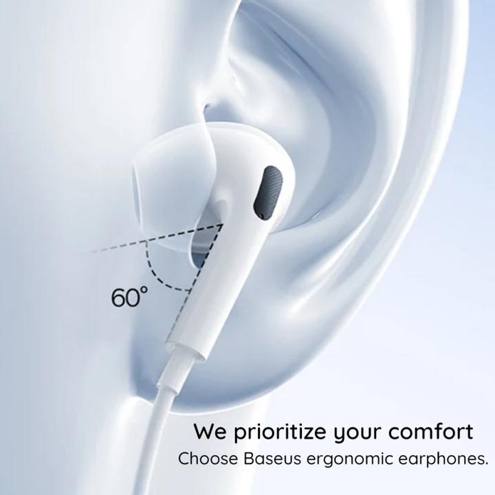 Actual product image Baseus OS-Baseus Encok CZ19 Wired Earphones Moon White (Cable)