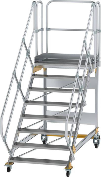 Produktbild Munk Plattformtreppe 45° fahrbar Stufenbreite 1000mm 8 Stufen Aluminium geriffelt (Plattformleiter, 46 cm)