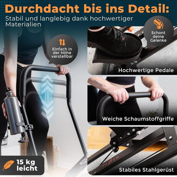 Immagine prodotto Movana Fitnessgerät Treppensteiger mit 3 Schwierigkeitsstufen und Flaschenhalter