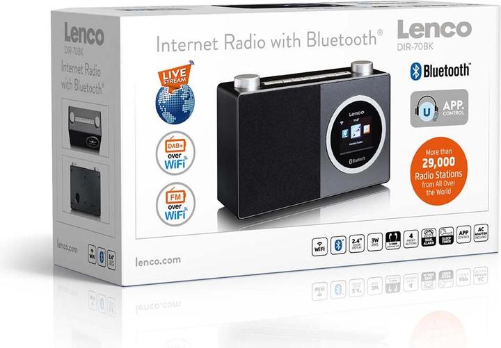Image du produit Lenco DIR-70BK (Radio Internet, Bluetooth, WiFi)