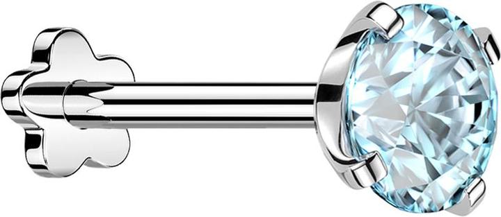 Immagine prodotto Star Piercing Micro Threadless Labret Blume silber mit Kristall aqua gefasst (senza ottone, Titanio)
