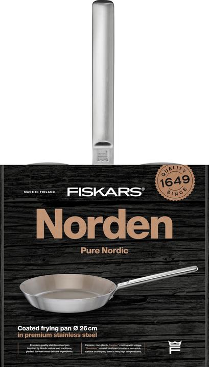 Immagine prodotto Fiskars Norden Steel Padella rivestita, 26cm (26 cm, Padella per friggere, Acciaio)