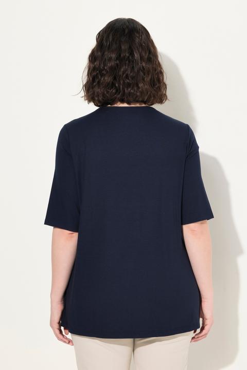 Image du produit Ulla Popken T-shirt doublé à l'avant, col V et manches courtes (46, 48)