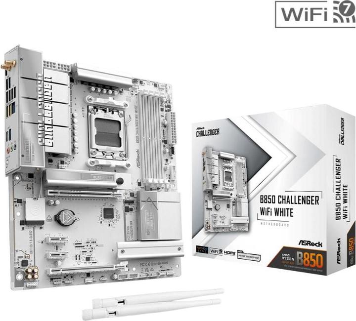Productafbeelding AsRock MB AMD AM5 B850M Challenger WiFi White (AM5, AMD B850, ATX, Micro ATX (mATX))
