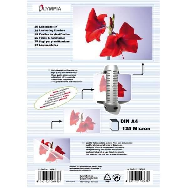 Produktbild Olympia Laminierfolien (A4, 25 Stück, 125 µm)