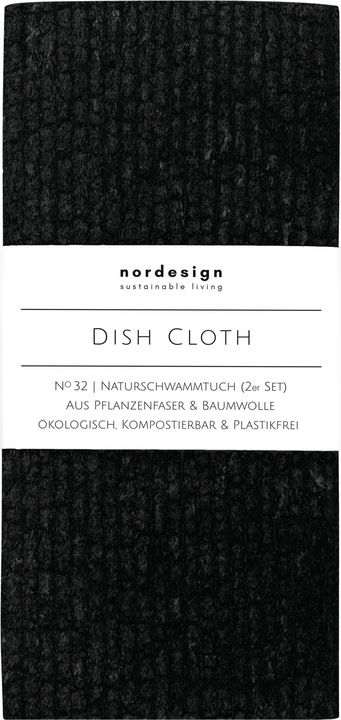 Actual product image Nordesign Set of 2 natural sponge cloth, black 17x8cm H1cm