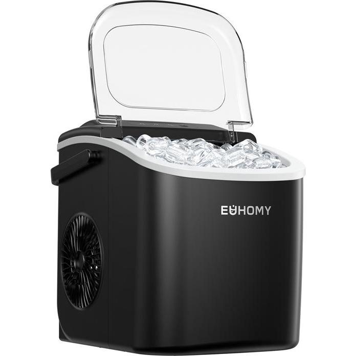 Euhomy IM001 ice cube maker, 1.2 l, 12 kg (black), Macchine per il gelato + fabbricatori di ghiaccio, Nero