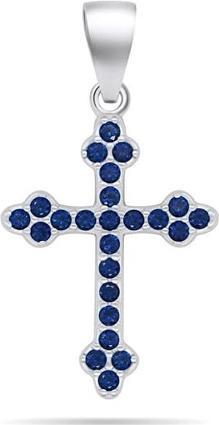 Brilio Silver - Silver pendant withue zircons Cross PT84WB