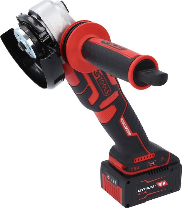 Actual product image KS Tools eMONSTER brushless cordless angle grinder set, 4-piece | 18 volt, 2 batteries and charger (125 mm)