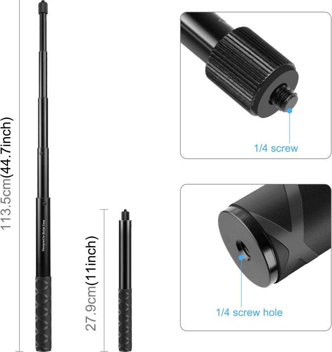 Actual product image Puluz Metal selfie stick 110cm (One RS, One X2, One X3, One X4)