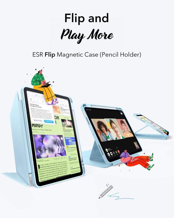 Actual product image ESR - Flip Hybrid - iPad Air 4 (2020) / Air 5 (2022) / Air 11 (2024) / Air 11 (2025) - Sky Blue (Apple iPad Air 11 2024, Apple iPad Air 11 2025, Apple iPad Air 2020, Apple iPad Air 2022)