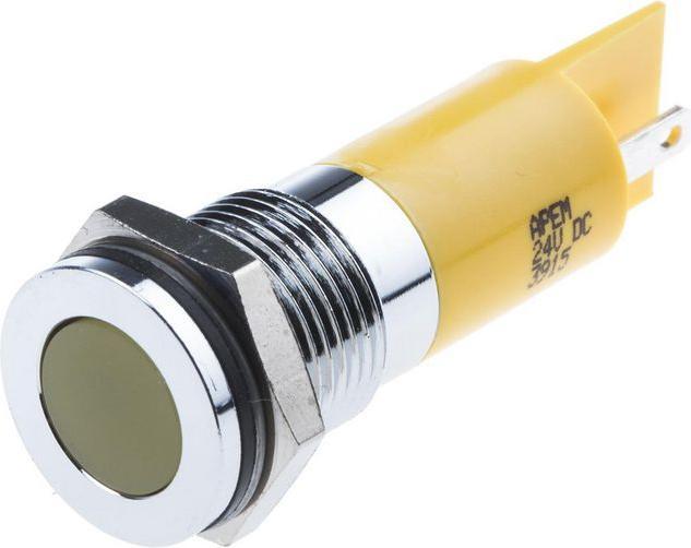 Image du produit RS PRO 14mm flush satin chrome LED,yellow 24Vdc