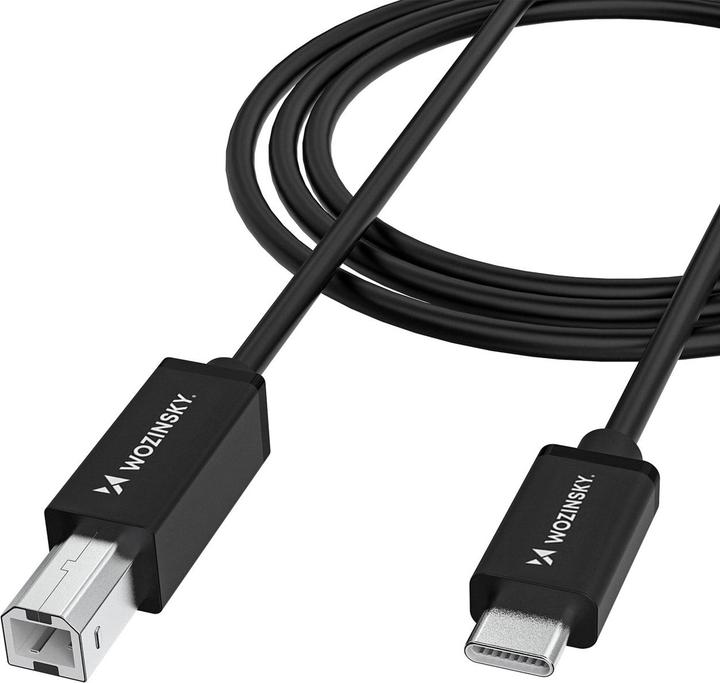 Wozinsky WKDDY2S USB-B - USB-C Kabel 2m - Schwarz (2 m, USB 2.0)