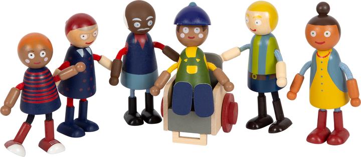 small foot Bending Doll Family with Wheelchair