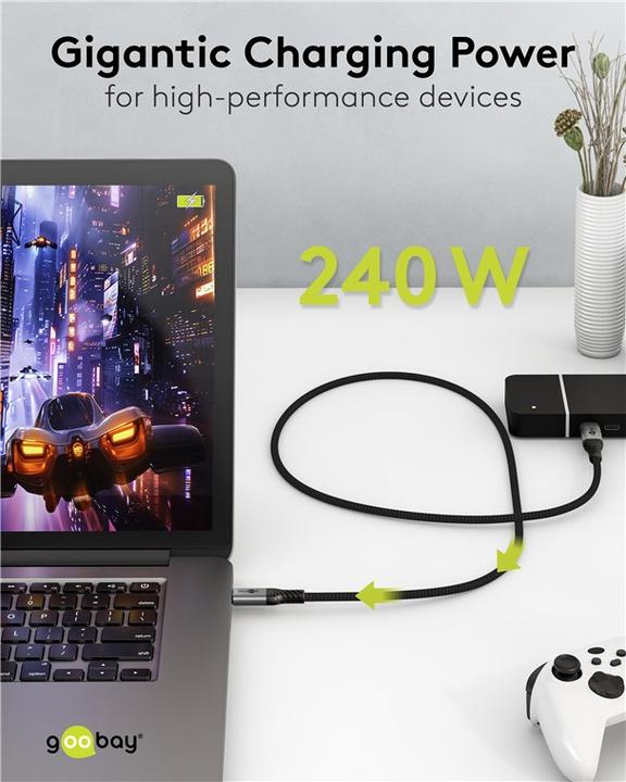 Actual product image Goobay USB-C-Kabel, USB4 Version 2.0, 1,5 m, schwarzgrau (1.50 m, 240 W)