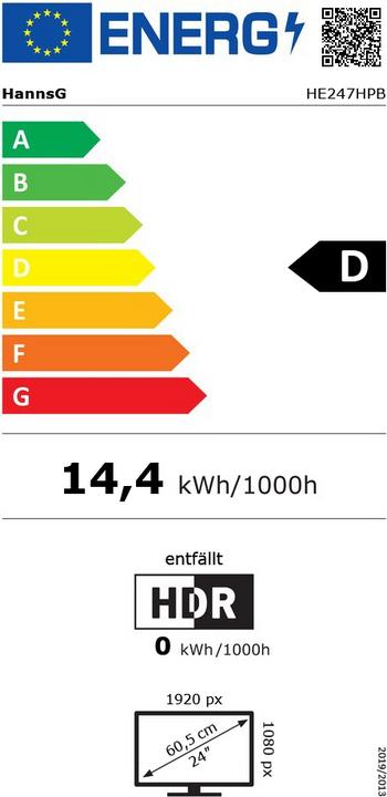 Label énergétique Hannspree HE247DPB (1920 x 1080 pixels, 23.62")