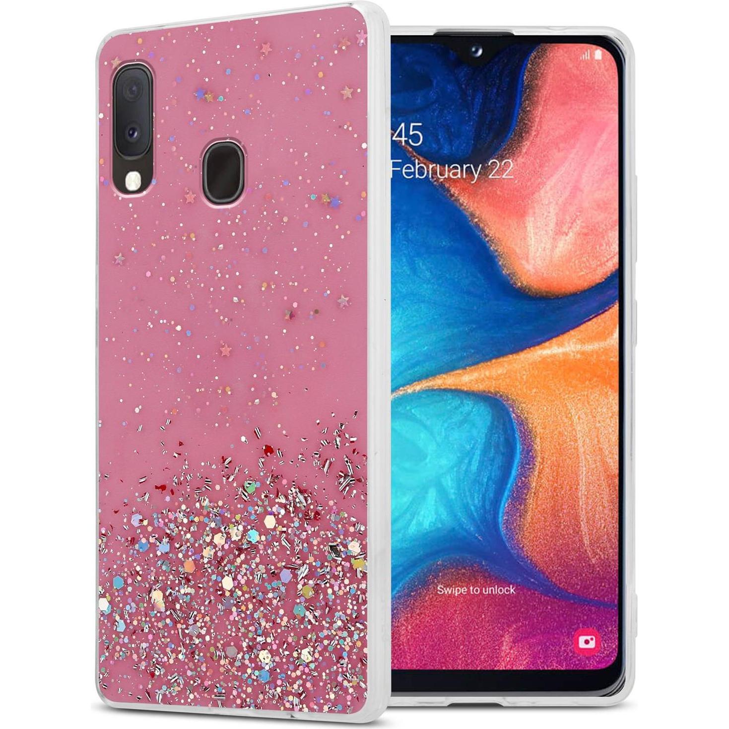 Cadorabo TPU Cover funkelnder Glitter (Samsung Galaxy A10e, Samsung Galaxy A20e), Smartphone Hülle, Rosa