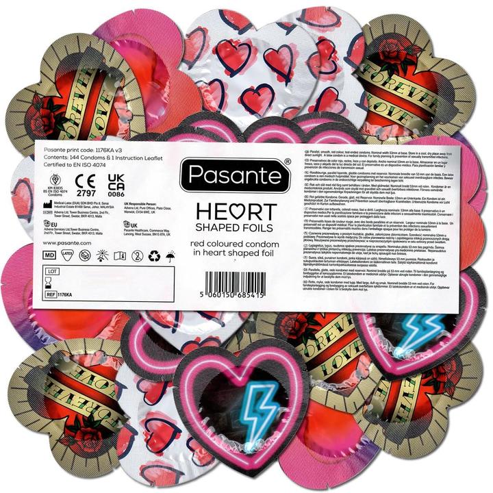 Actual product image Pasante Hearts" 144 romantic condoms for lovers, in heart foils (144 pcs.)