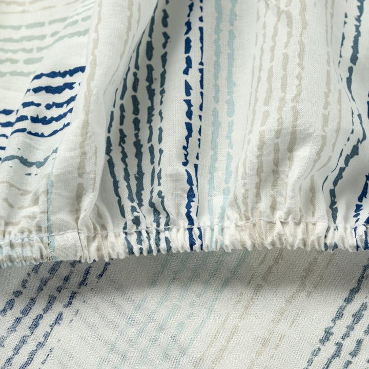 Productafbeelding Eurofirany Spannbetttuch 160x200 cm, Baumwolle, blau, weiss, Streifenmuster, 105 g/m2 DRUCK (160 x 200 x 30 cm)