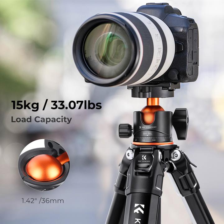 Actual product image K&F Concept M1+BH-36L Magnesium Aluminum Alloy Tripod (Metal)