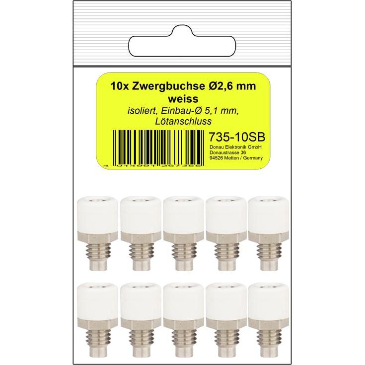 Donau 10 ZWERGBUCHSE 2,6mm weiss, Elektronikkabel + Stecker, Weiss