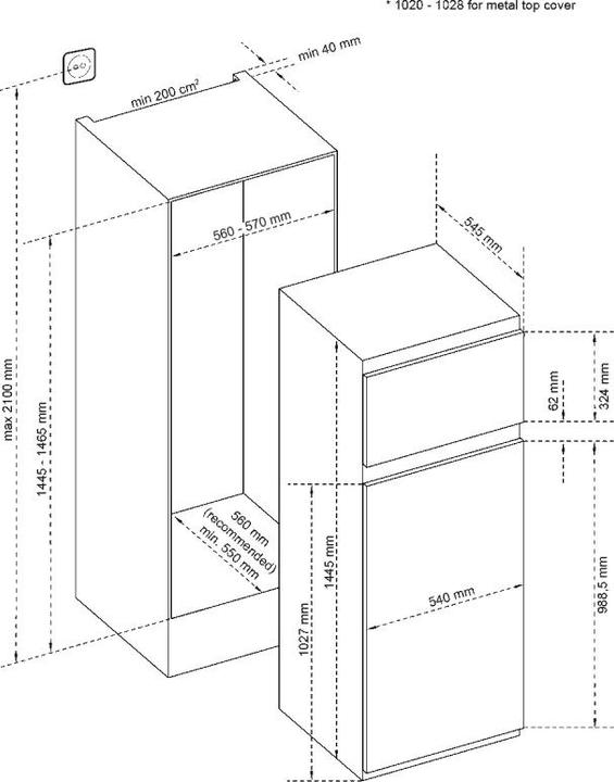 Produktbild Vox Einbaukühlschrank IKG 2630 E (E, H: 172 l, Z: 39 l, V: 144,5 cm)