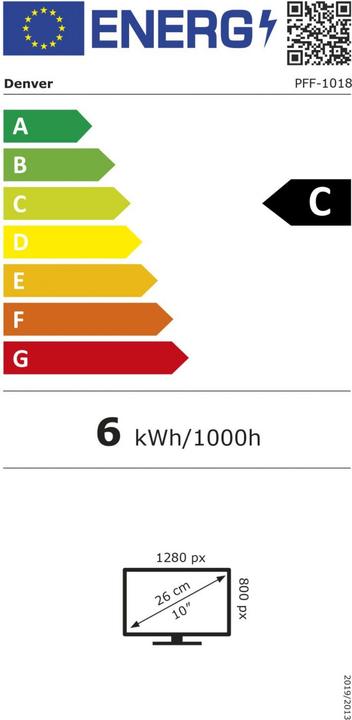 Energy Label Denver Denver Frameo PFF-1018 Digital Picture Frame (10.10", 1280 x 800 pixels)