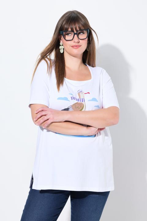 Actual product image Ulla Popken Seagull Short Sleeve Square Neck Graphic Tee (62)