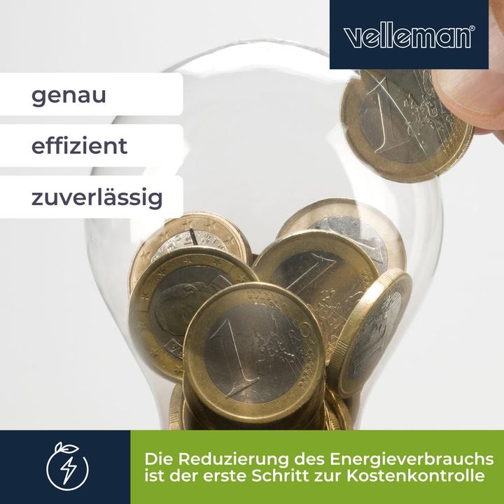 Actual product image Velleman Energy Cost Measurement Device Single-Phase Kwh Measurement Device For Huhile Mounting 1 ml