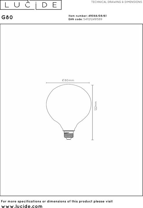 Immagine prodotto Lucide E27 (E27, 8 W, 1080 lm, 1 x, D)