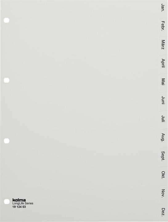 Produktbild Kolma Register A4 superstrong Jan-Dez (de) 12-teilig grau