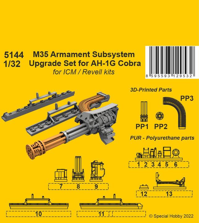 Actual product image CMK M35 Armament Subsystem Upgrade Set for AH-1G Cobra 1/32 /for ICM and Revell kits