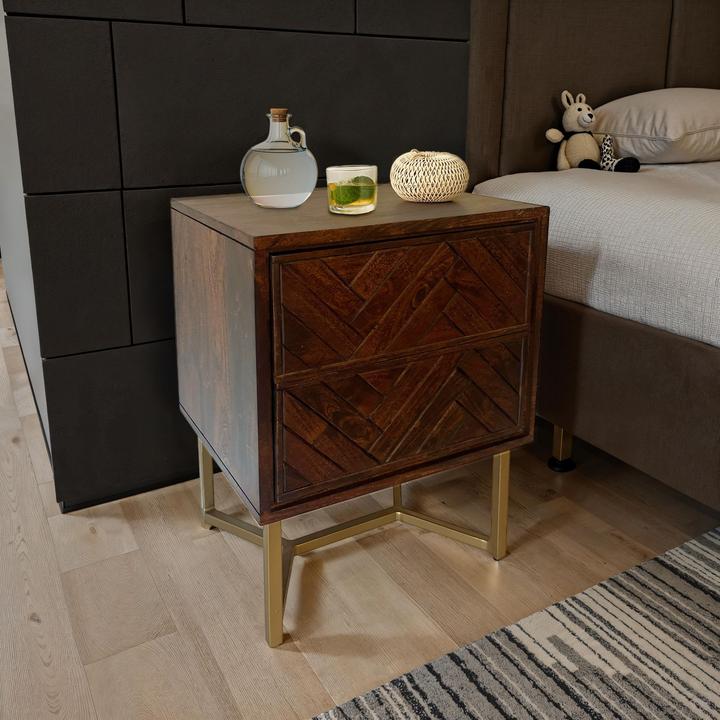 Produktbild FineBuy Nachttisch Nachtkonsole Boxspringbett Massivholz 57 cm Nachtkommode