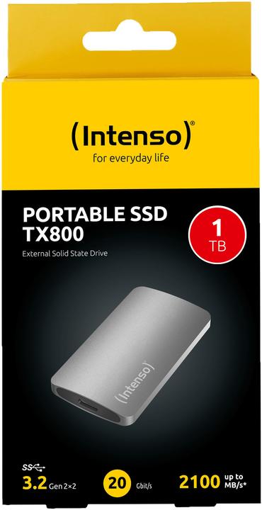 Actual product image Intenso SSD 1.0TB TX800 1.8" USB 3.2 Gen1 Anthracite (1 TB)