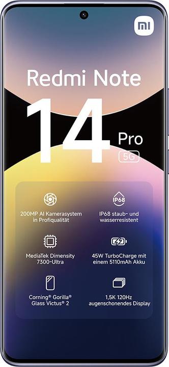 Actual product image Xiaomi Redmi Note 14 Pro 5G (512 GB, Lavender Purple, 6.67", Dual SIM, 5G)