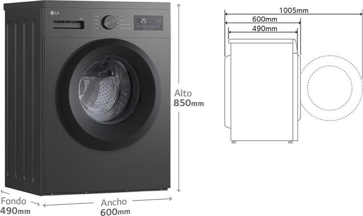 Produktbild LG Washing machine F4A1009NDK 1400 rpm 9 kg Black (9 kg, Links)