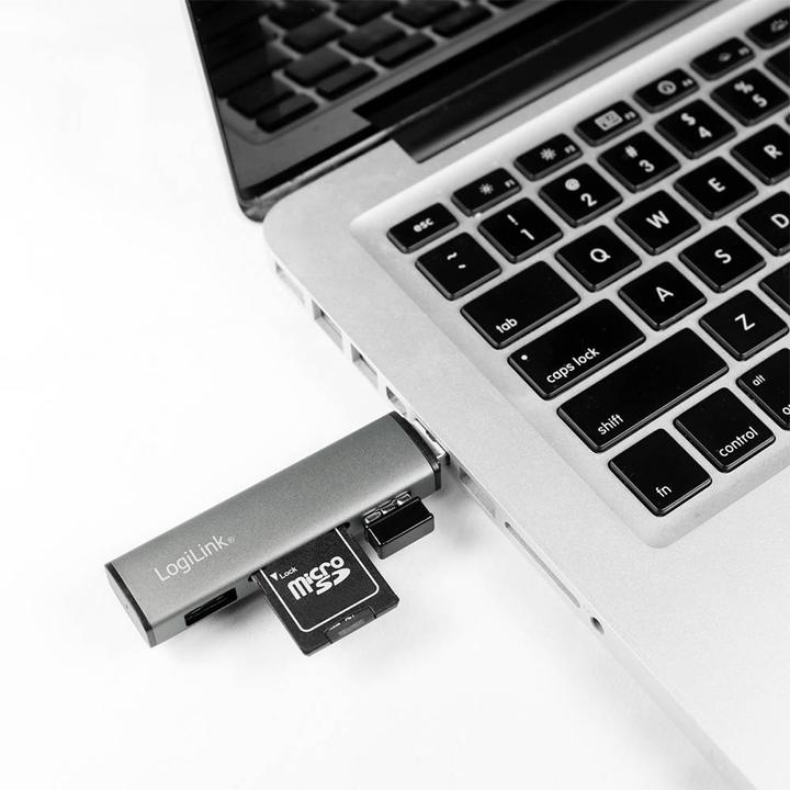 Produktbild LogiLink Cardreader USB 3.2 Hub 2-port grey (USB-A, 4 Ports)