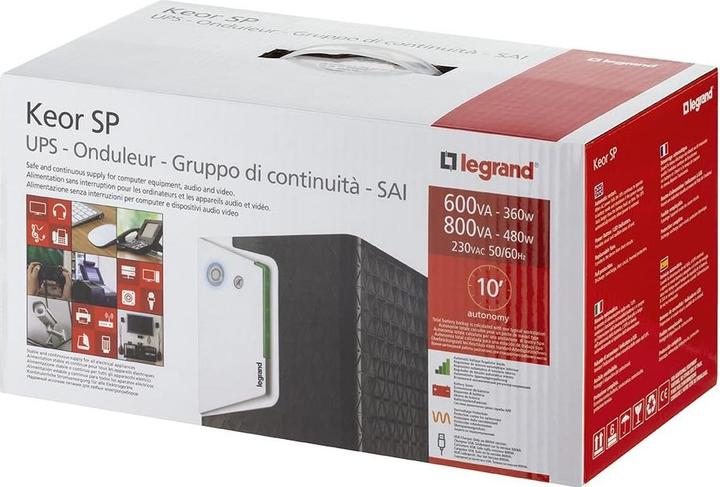 Produktbild Legrand Keor SP Line-Interaktiv 0,8 kVA 4 AC-Ausgänge (800 VA, 480 W, Line-Interaktiv USV)