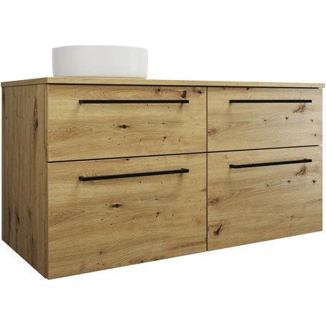 burgbad, Badmöbelset, Eqio Keramik-Aufsatzwaschtisch links, rund, inklusive Waschtischunterschrank, Breite 1200m