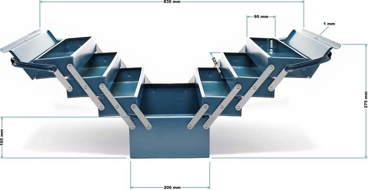 Produktbild Wiltec Werkzeugkiste 530x200x250mm 7 Fächer Werkzeugkasten Werkzeugbox Werkzeug